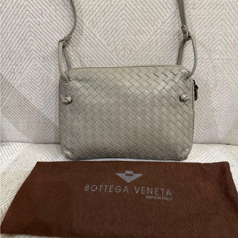 Bottega Veneta Gray Intrecciato Crossbody Bag